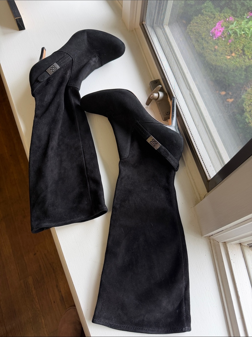 Coach Black Suede Knee-High Stiletto Boots